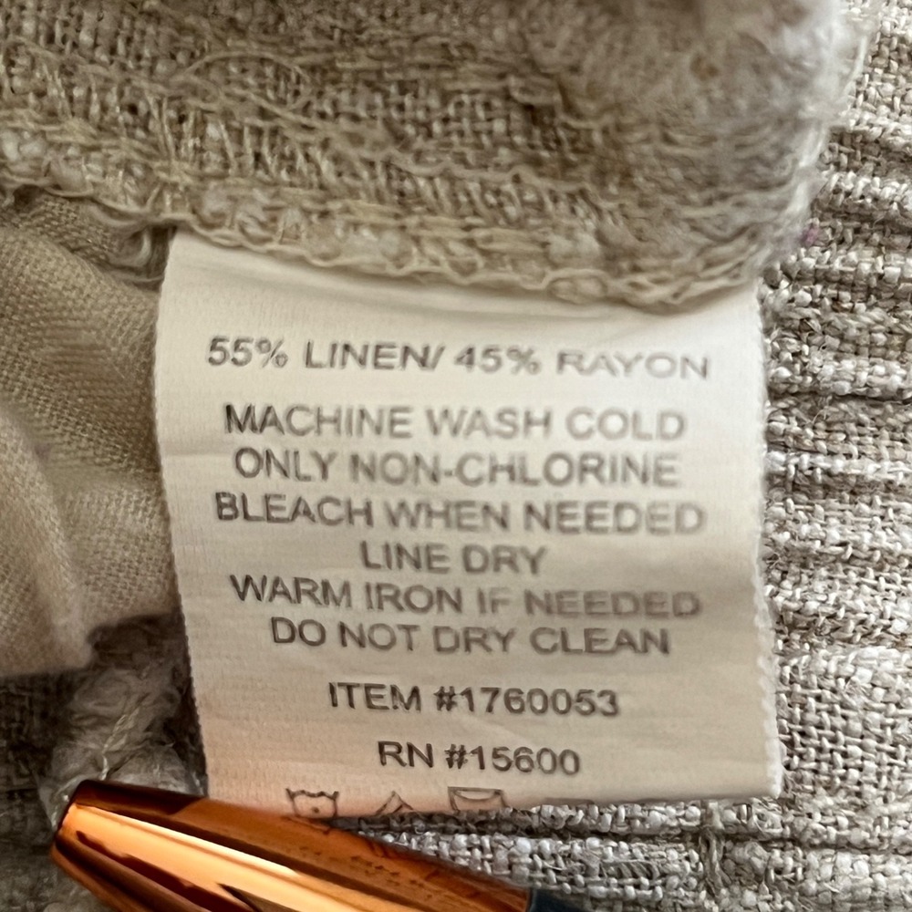 Briggs Women Linen Blend Pants Small Beige Stretch Waistband Lagenlook Vacation - Picture 7 of 8